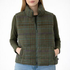 Houston White Adult Puffer Vest Plaid Red Sz Small NWT